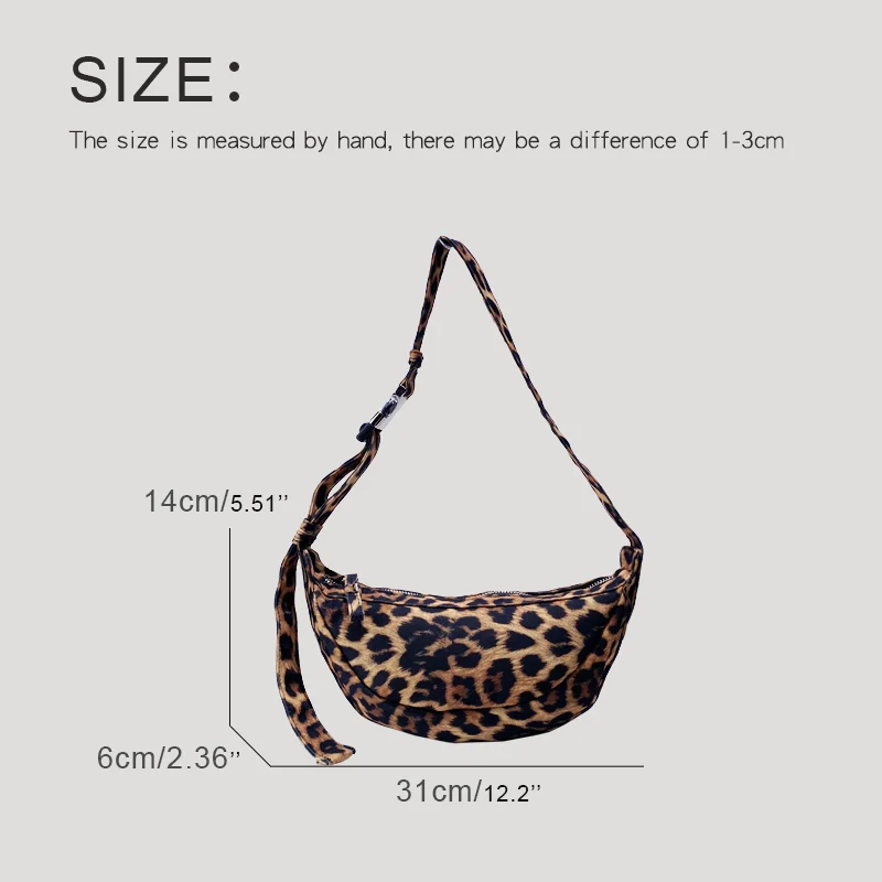 MEDIOW Leopard Print Half Moon Bags For Women Luxury Designer Handbag Purse 2024 New In Polyester Small Underarm Puffer Shoulder