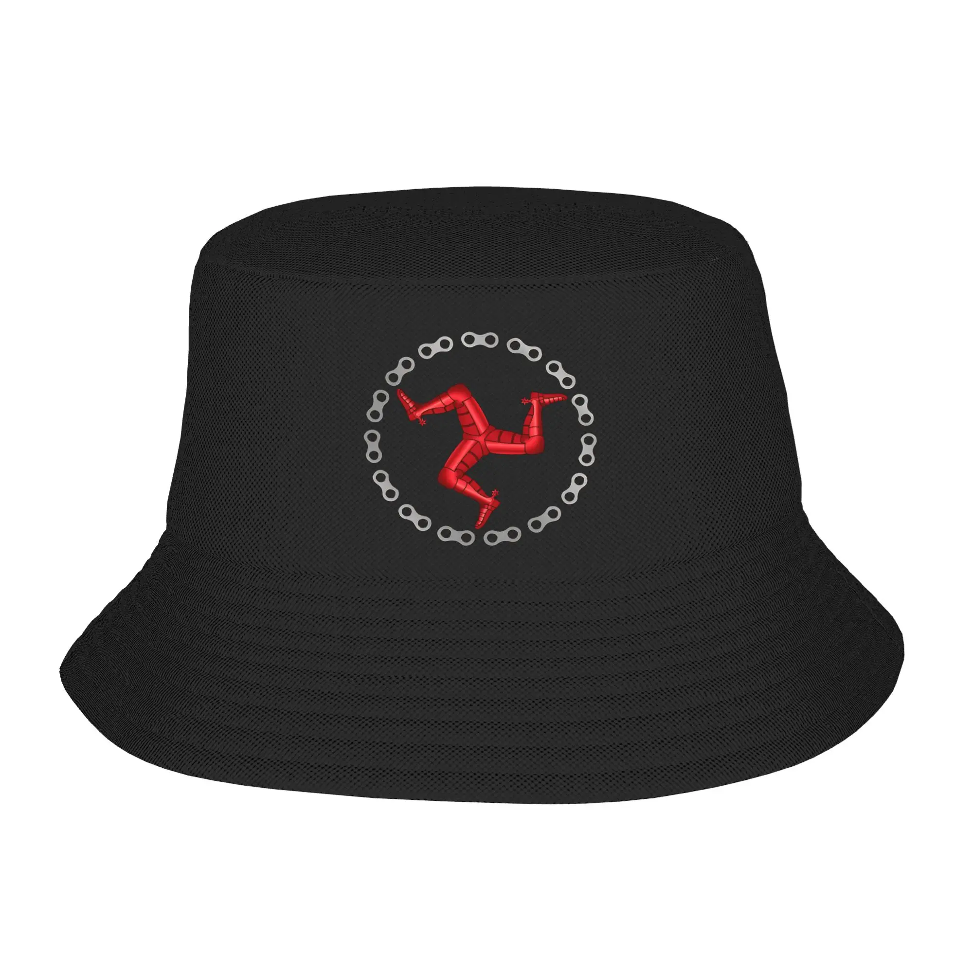 Isle Of Man Chain   Bucket Hat  Hip Hop Fisherman Caps For Men Women Vintage Vacation Sun Hats Breathable Pattern Cap