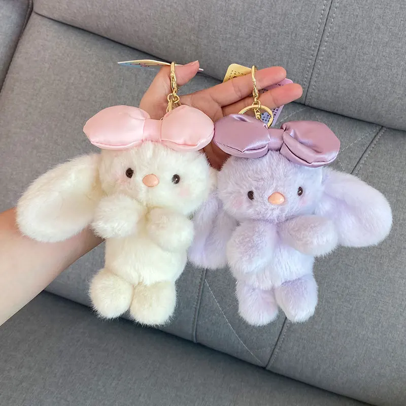 

Cartoon Bow Little Rabbit Plush Keychain Pendant Lovers Doll Bag Hangings Claw Machine Kawaii