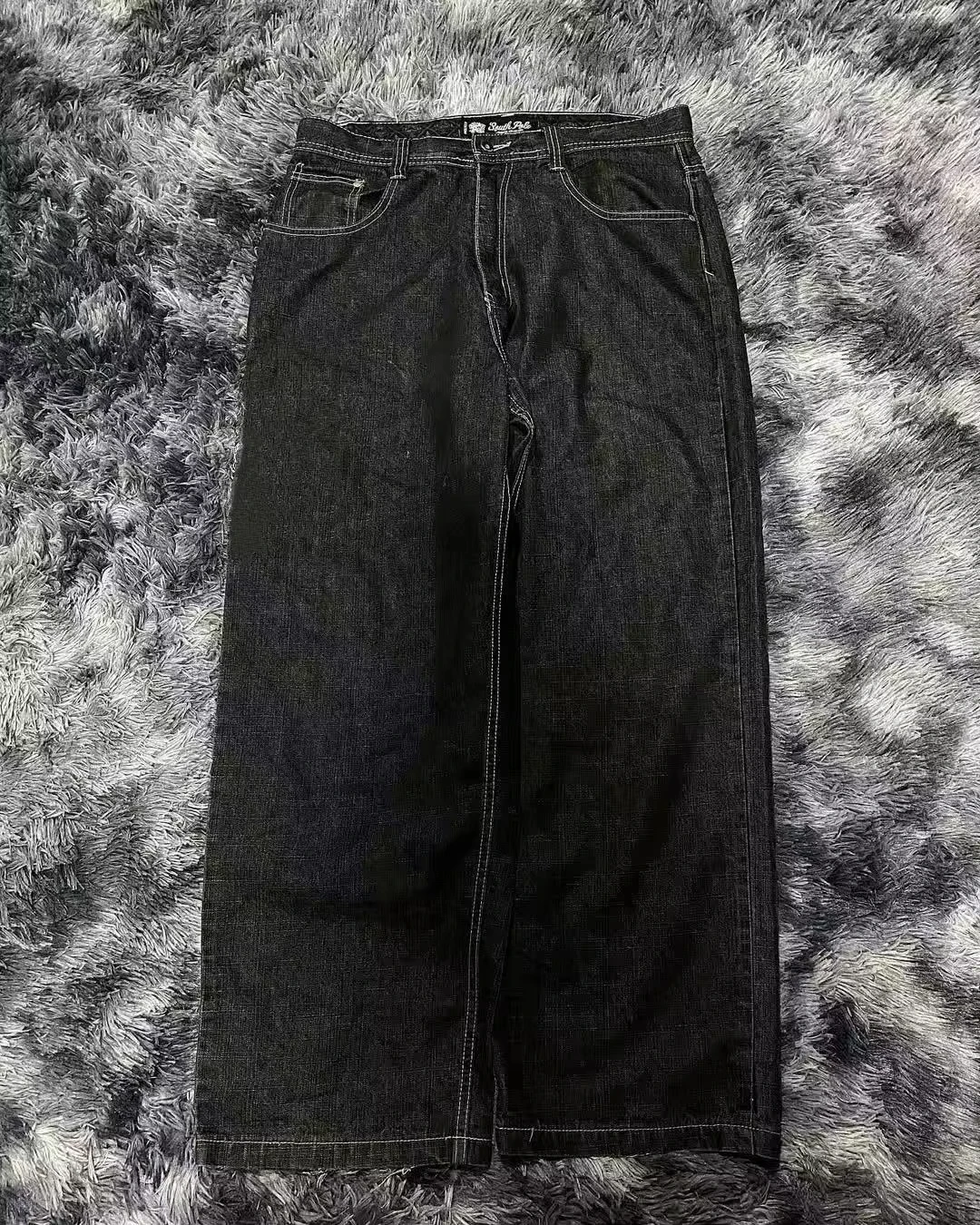 Y2K Letter Embroidered Loose Jeans American Street Trend Men Harajuku New Hip Hop Oversized Wide-leg Pants Unisex Mopping Jeans view 3