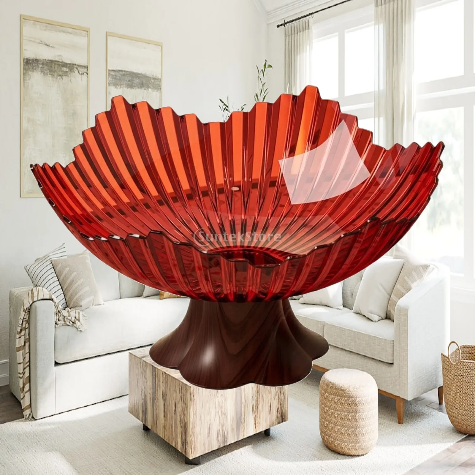 Pedestal Fruit Bowl Decorative Table Center Tray PET Material Multipurpose for Kitchen Living Room