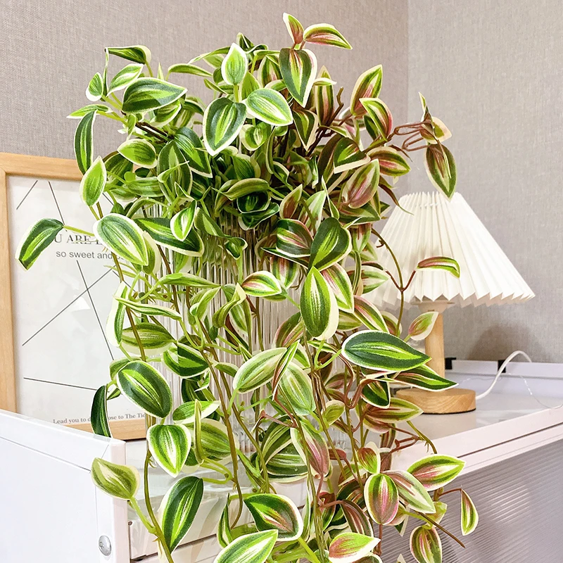 Artificial Wandering Jew Fake Plant Hanging Vine Artificial Plants Vines Wedding Home Garden Decor Plant Vine Wall Balcony Decor