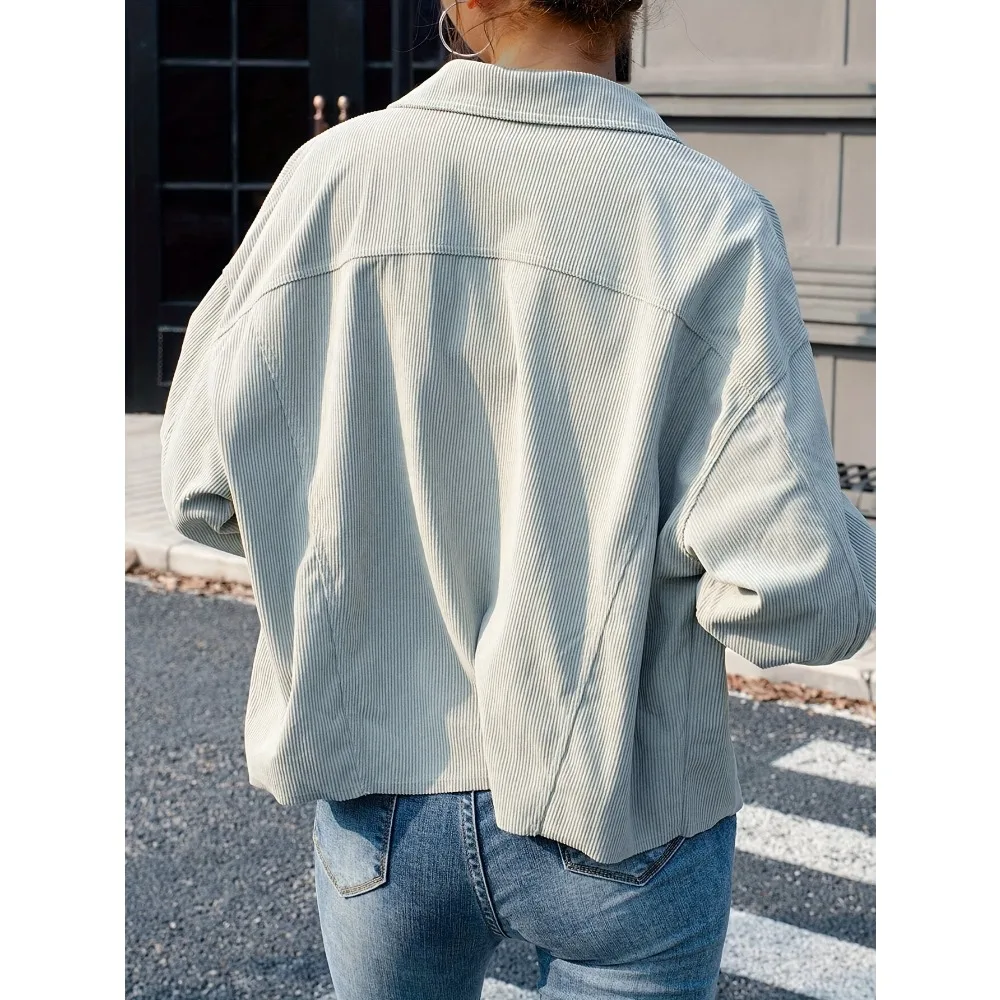 플러스 사이즈 여성 셔츠 패션 코듀로이 재킷 여성용 부드럽고 따뜻한 캐주얼 아우터 가벼운 가을 및 겨울 작업복 코트