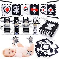 Black and White High Contrast Baby Toys 0 12 Months Tummy Time Sensory Toys Baby Rattle Socks Wrist Strap Rattles Montessori Toy
