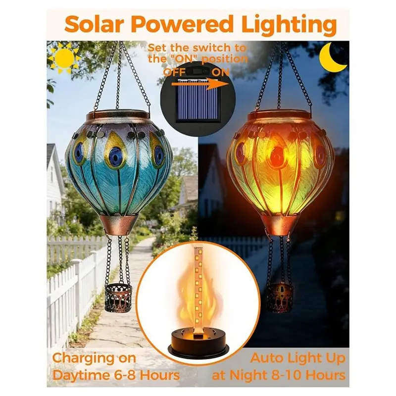 ABRU-Flickering Flame Solar Light Replacement Top(2 Pcs) Waterproof Solar Panel Lantern Light Replacement Parts view 4