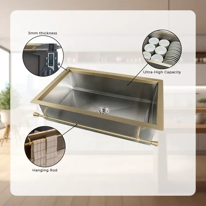 Classic Square Stainless Steel Vintage Kitchen Sink Under Counter Mounted Antique Style Basin for Modern Home Decor