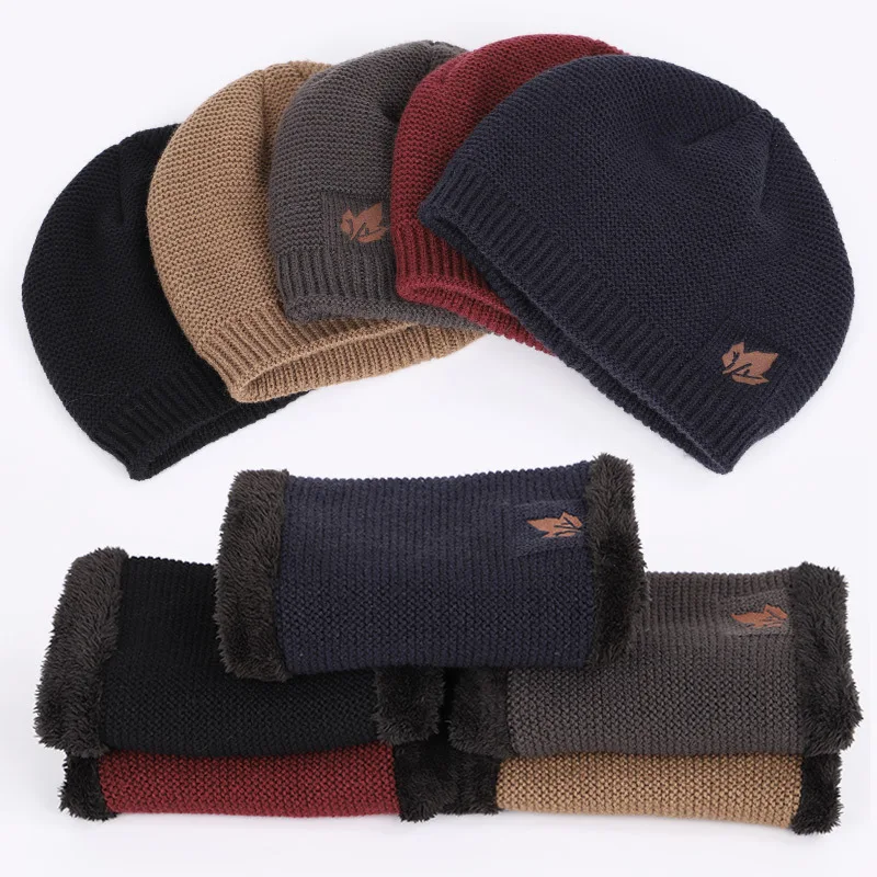 Set di sciarpe per cappelli invernali da donna da uomo, cappello lavorato a maglia caldo, berretto invernale foderato in pile spesso, scaldacollo