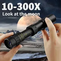 Telescopio con Zoom 10-300x40, binoculares portátiles HD fuertes, Monocular profesional de largo alcance, visión nocturna baja para caza