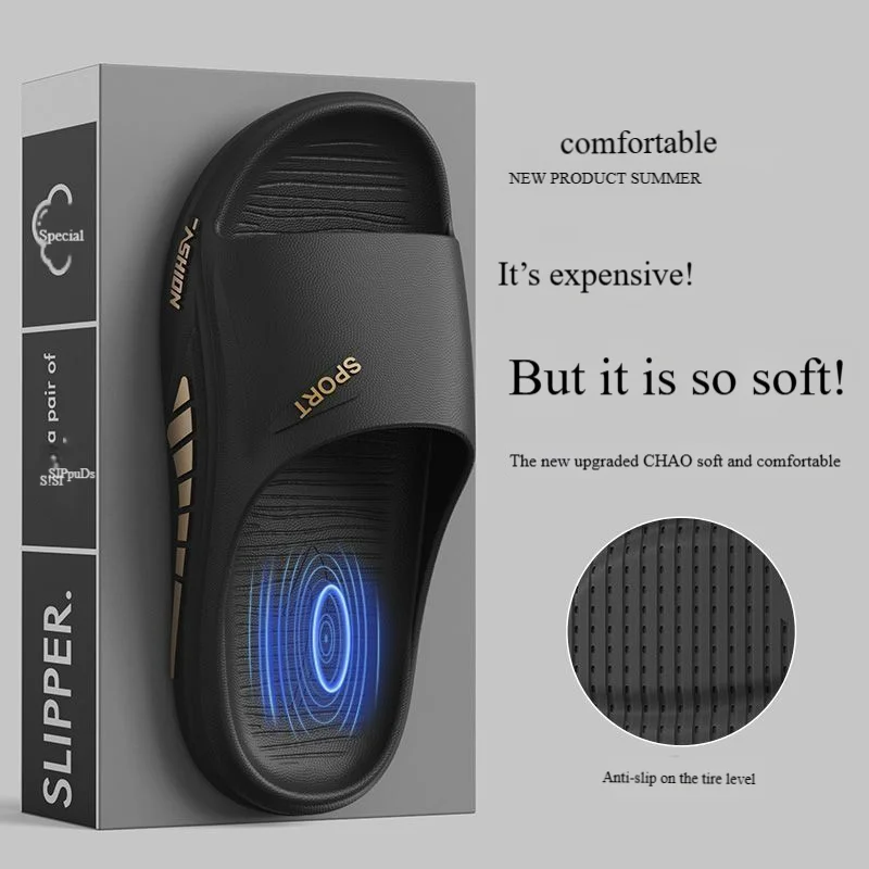 Summer New Men's Non-Slip Anti-Odor Trendy Motion Sandals - Thick Sole Outdoor Slides with Ultra-Soft 'Step-in-Feel' for Men