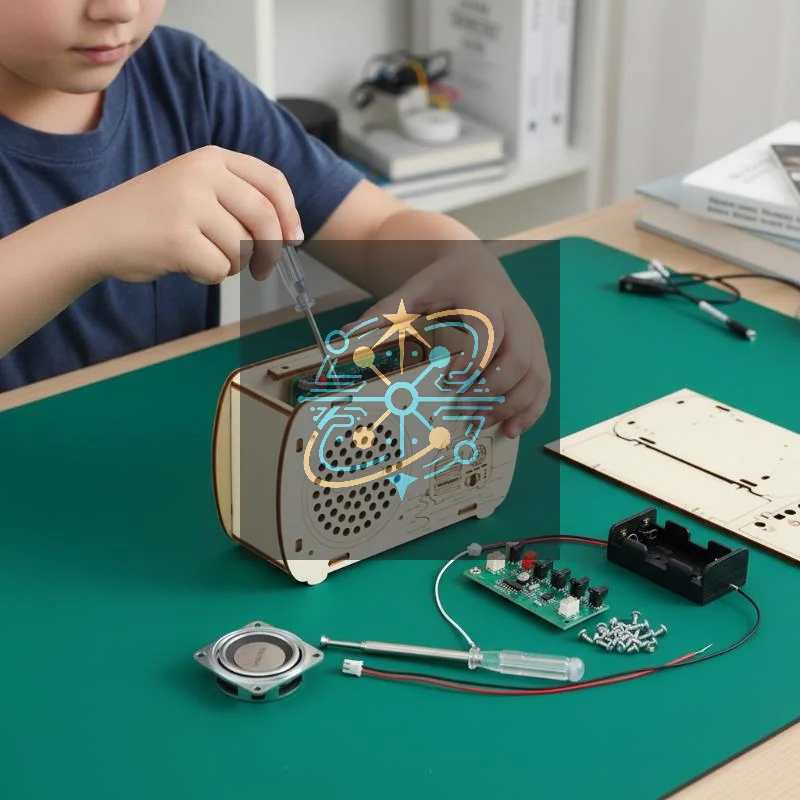 Diy Electronics Learning Kit - Kit de rádio FM de madeira