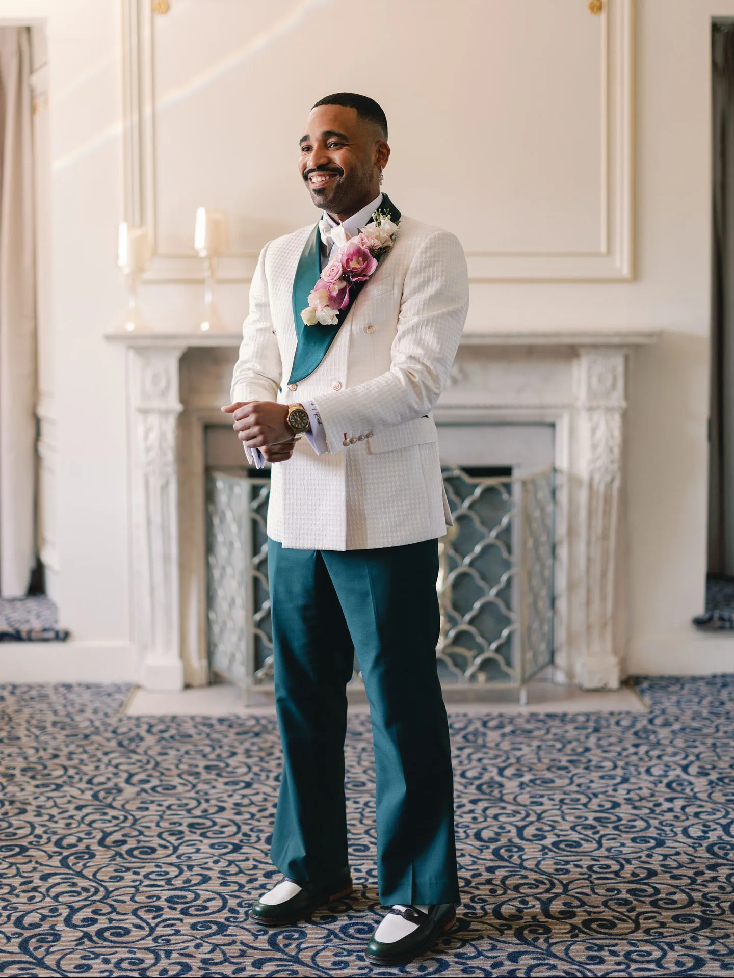 Semplici abiti da sposa jacquard per lo sposo scialle bavero doppio petto smoking 2 pezzi giacca pantaloni affari festa di ballo personalizzato