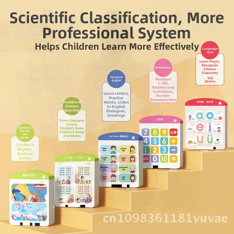 Früherziehungs-Lernmaschine für Kinder von 3 bis 6 Jahren mit intelligenter Sprachkarte zum Lesen, Sprache, Mathematik, Englisch und Alt
