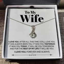 To My Wife Necklace Gift 2022 Dropshipping Women Customised Birthday Girls Couple I Love You Necklaces with Wood Led Box