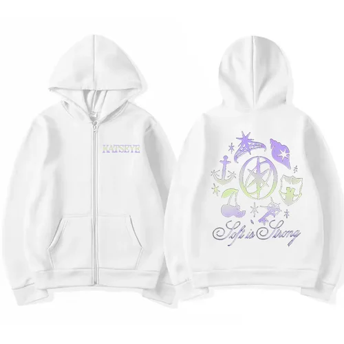 Imagen 2 del producto Katseye-chándal con gráficos vintage para hombre y mujer, tops de lana, ropa de moda, abrigo de Hip Hop, chaqueta con cremallera, ropa informal suelta, 2025