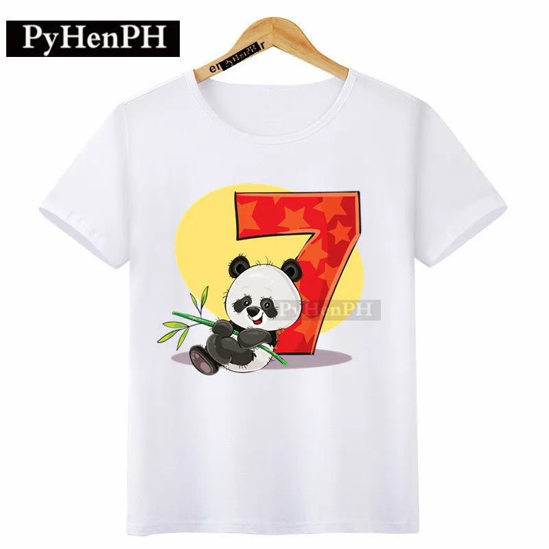 

Summer Cartoon Panda Birthday First Year Printed Children's T-shirt Birthday Party Children's Top Clothing Tee One Piece