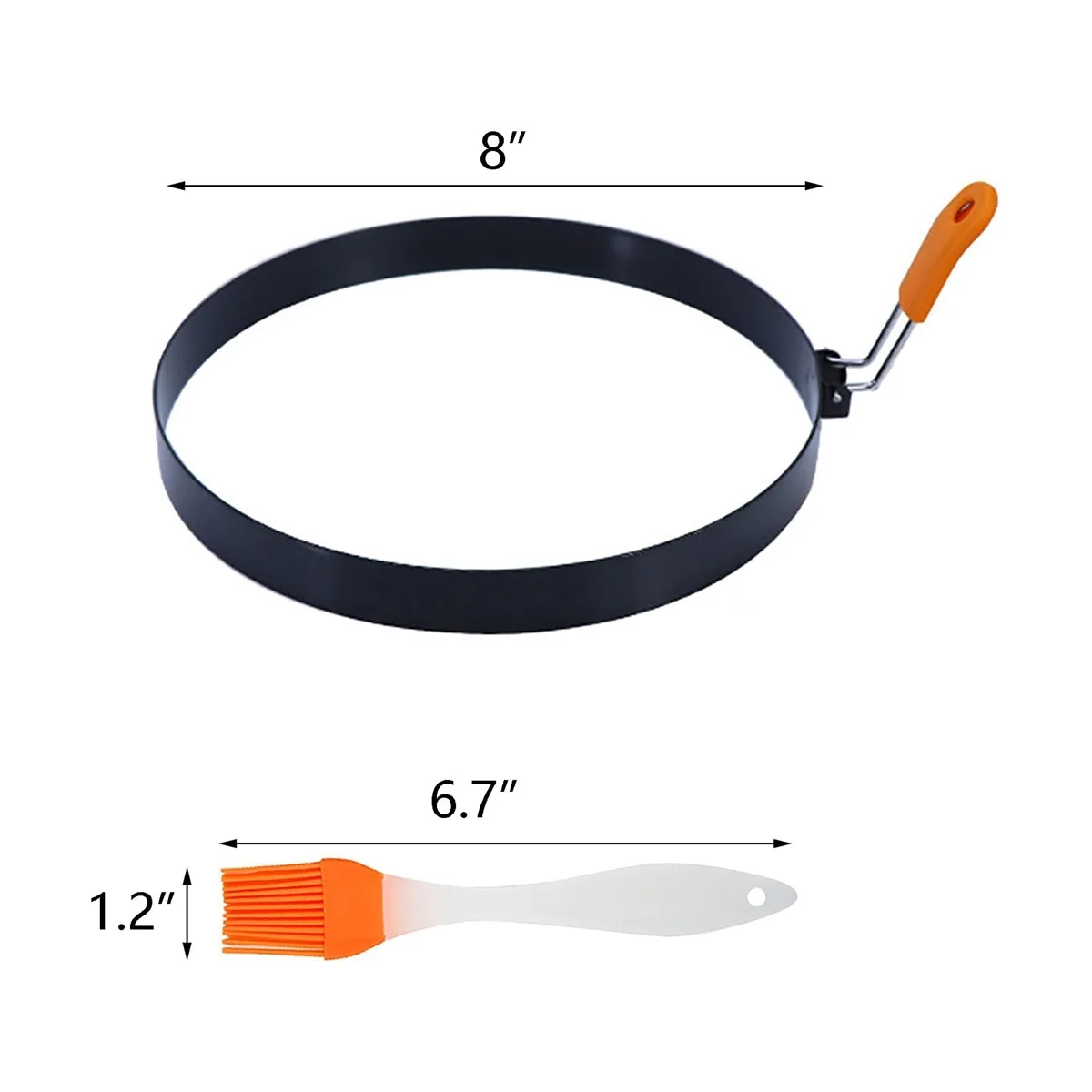 8-дюймовое блинное кольцо из нержавеющей стали, кольцо для омлета с силиконовой изоляцией, круглое кольцо для яиц, формы с масляной кистью