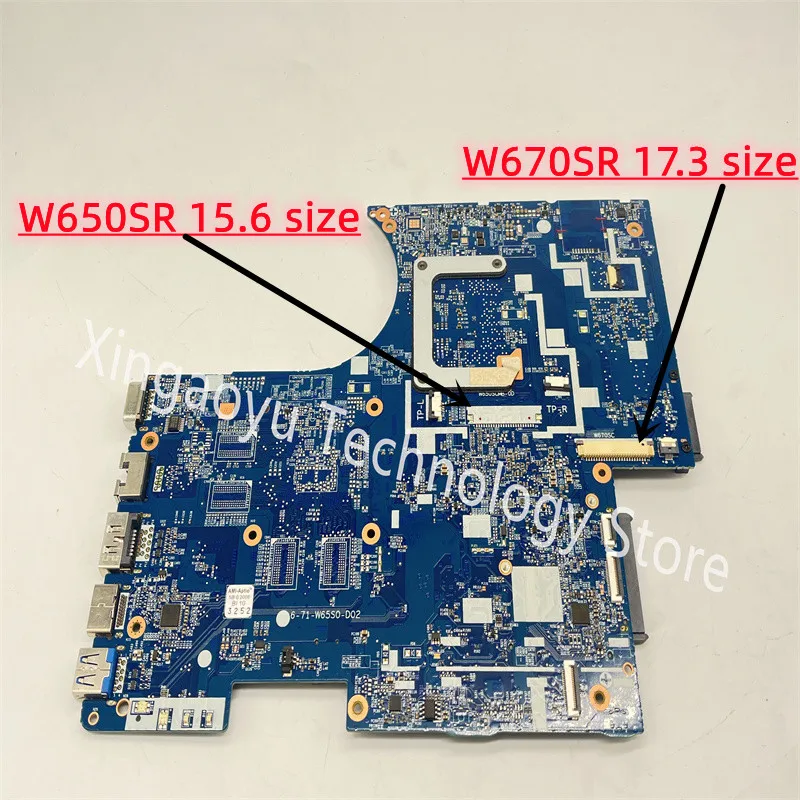 Original For CLEV0 W650S W650SJ W650SC W650SR W670S W670SR W670SC Laptop Motherboard 6-71-W65S0-D02 100% Test OK