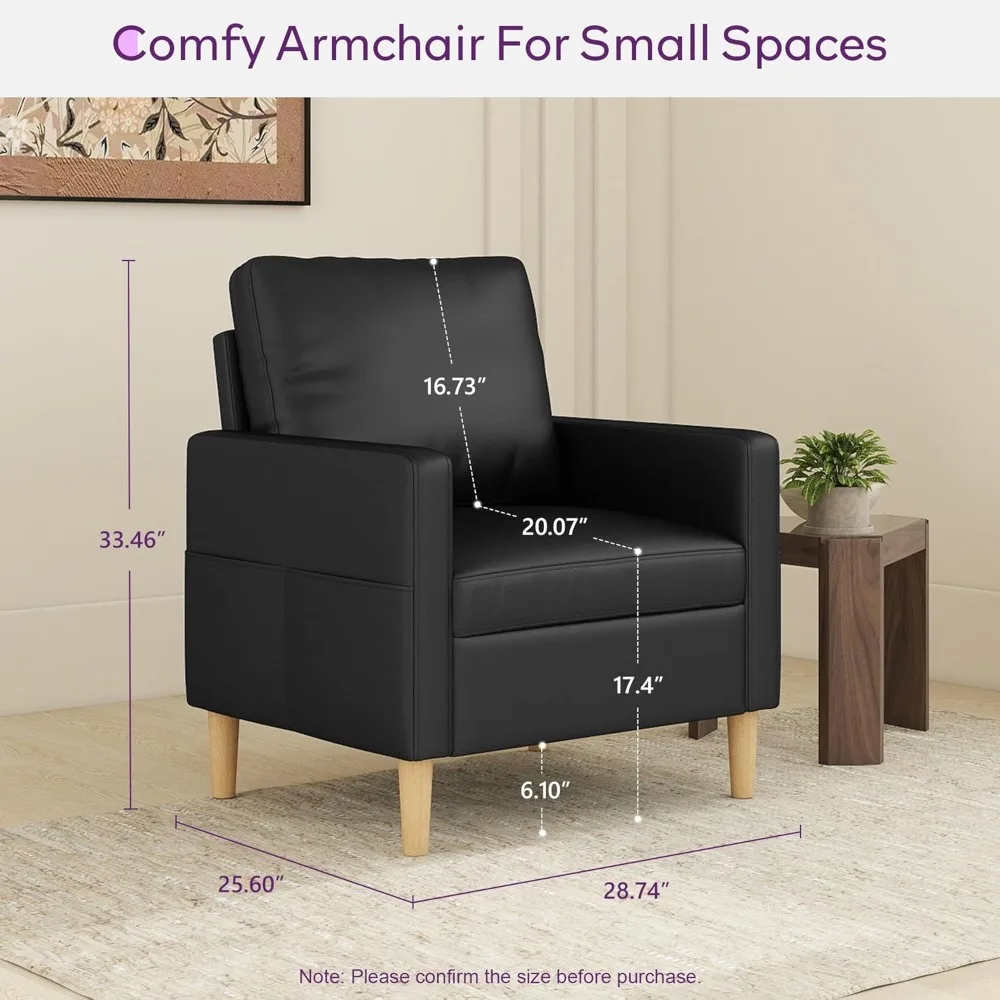 أرائك أريكة من الجلد الصناعي باللون الأسود مقاس 66 بوصة مع USB، طقم غرفة معيشة مكون من قطعتين، مقعد معنقدة حديث من منتصف القرن بمقعدين للمكتب الصغير #2