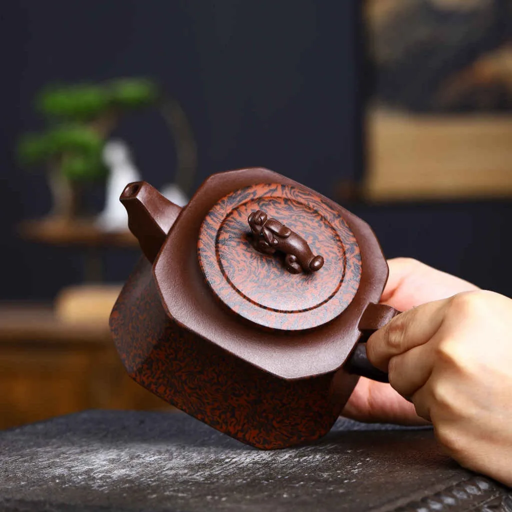 Square-Cornered Chinese Yixing Teapot Set Famous Artisan's Original Purple Clay Product Collectible Tea Utensil Pottery