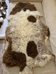 Natural color Brown Leather Rugs, Vintage Home Décor, Stool Cushions, Coat Material, real fur,cat sofa dog bed puppy gift