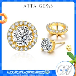 ATTAGEMS New Chamrs 1.0 Carat Moissanite D Color Diamond Detachable Stud Earrings for Women Solid 925 Sterling Silver Jewelry