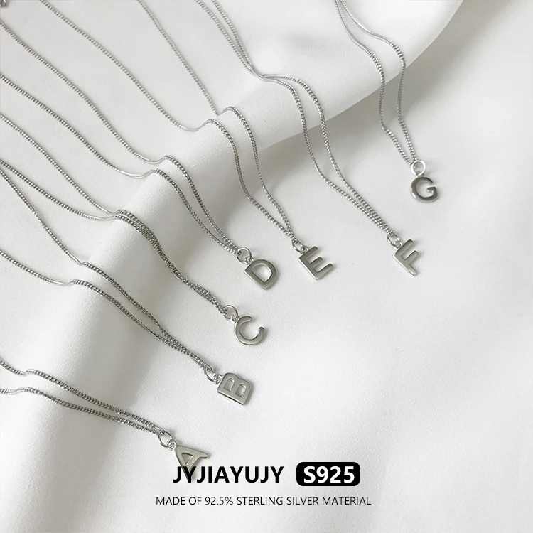 

JYJIAYUJY 100% Whole Original Sterling Silver S925 Necklace 8mm A-Z Letter Chain 45cm long Jewelry Gift Daily Use JYN24