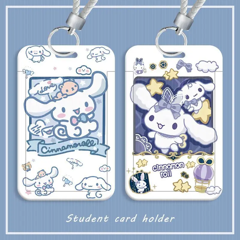 

Kawaii Sanrio Cinnamoroll Card Holder Cute Student Sliding Card Cover Protective Cover Access Control Campus Card Girl Gift
