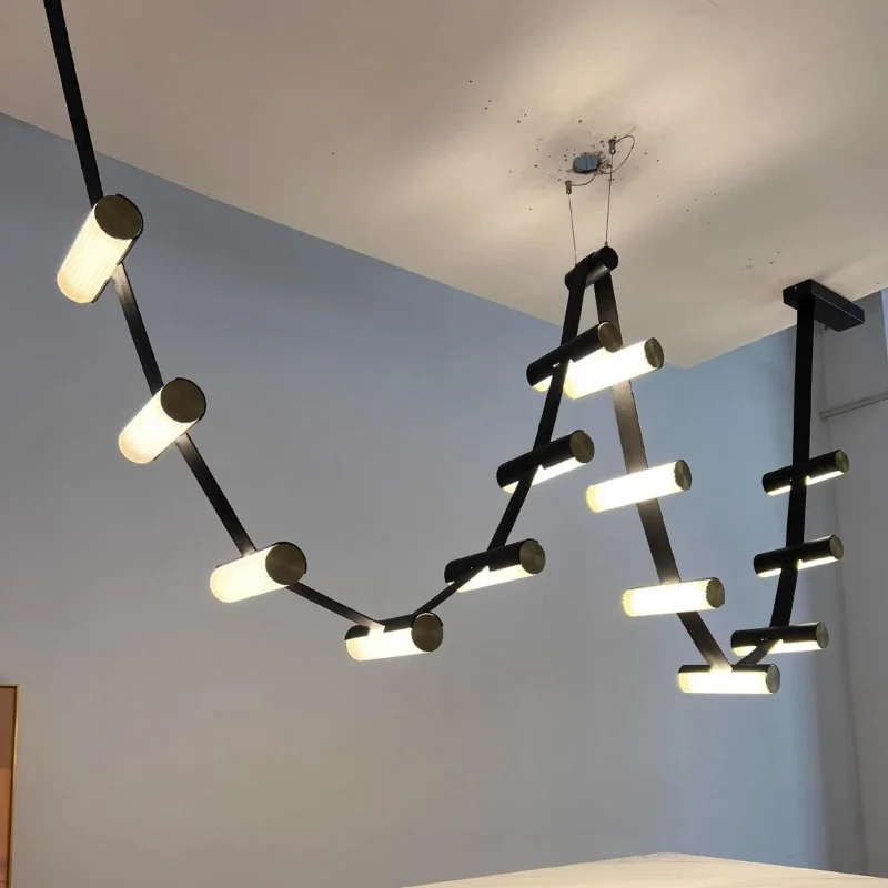 SANDYHA Nordic Design Belts Chandelier Home Decor Led Hanging Lamp Living Room Dining Bedroom Hotel Lustre Salon Pendant Lights image 4