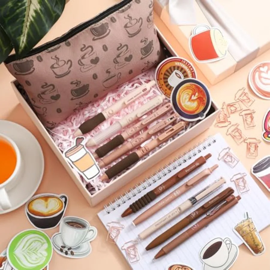 71 шт. милые кофейные ручки оптом для любителей кофе, эстетические канцелярские принадлежности, гелевые чернильные ручки, выдвижные 0,5 мм, тонкие чернила