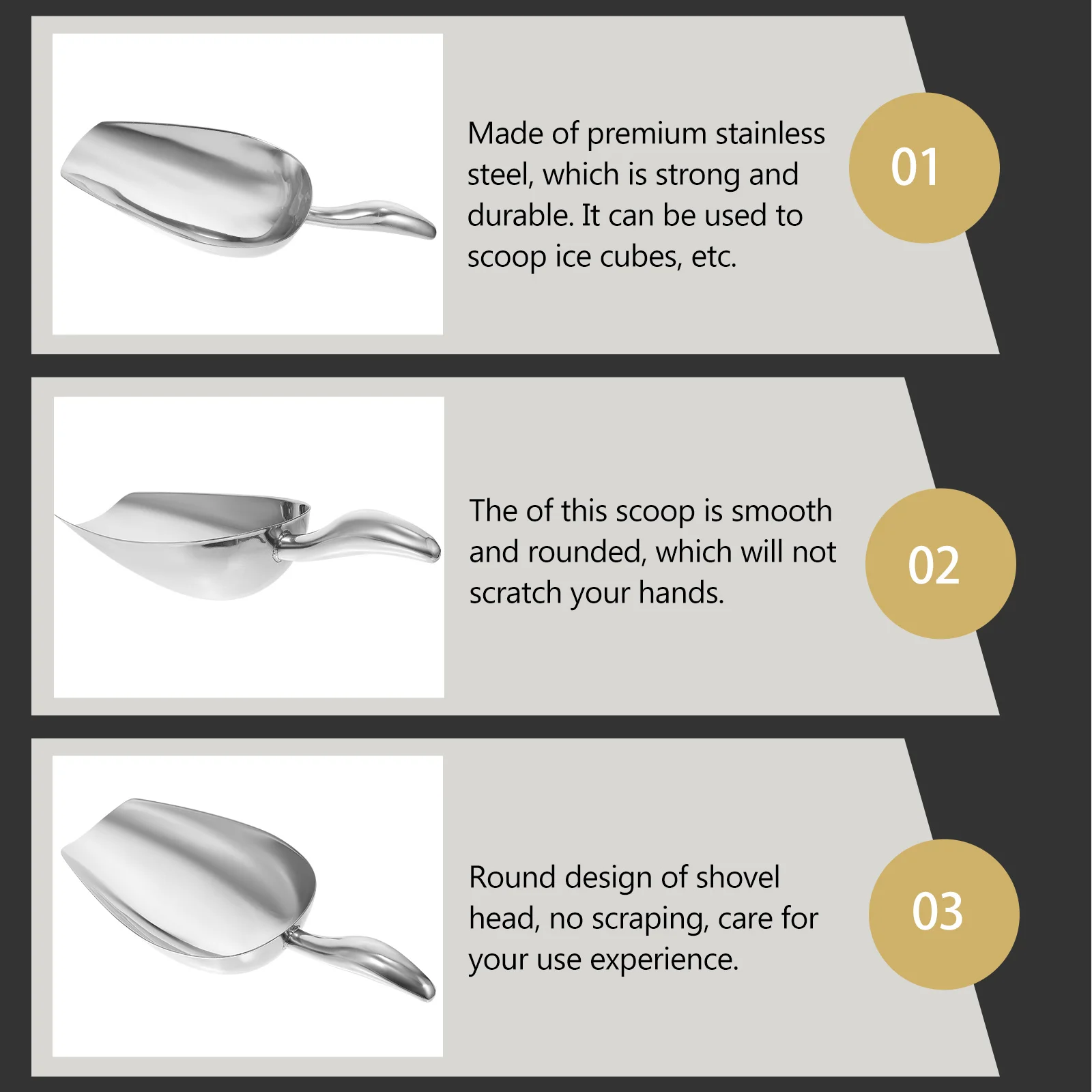 

Stainless Steel Multi-Functional Scoop Ice Cube Flour Shovel Kitchen Supply Silver Flour Shovel Ice Cube Scoop