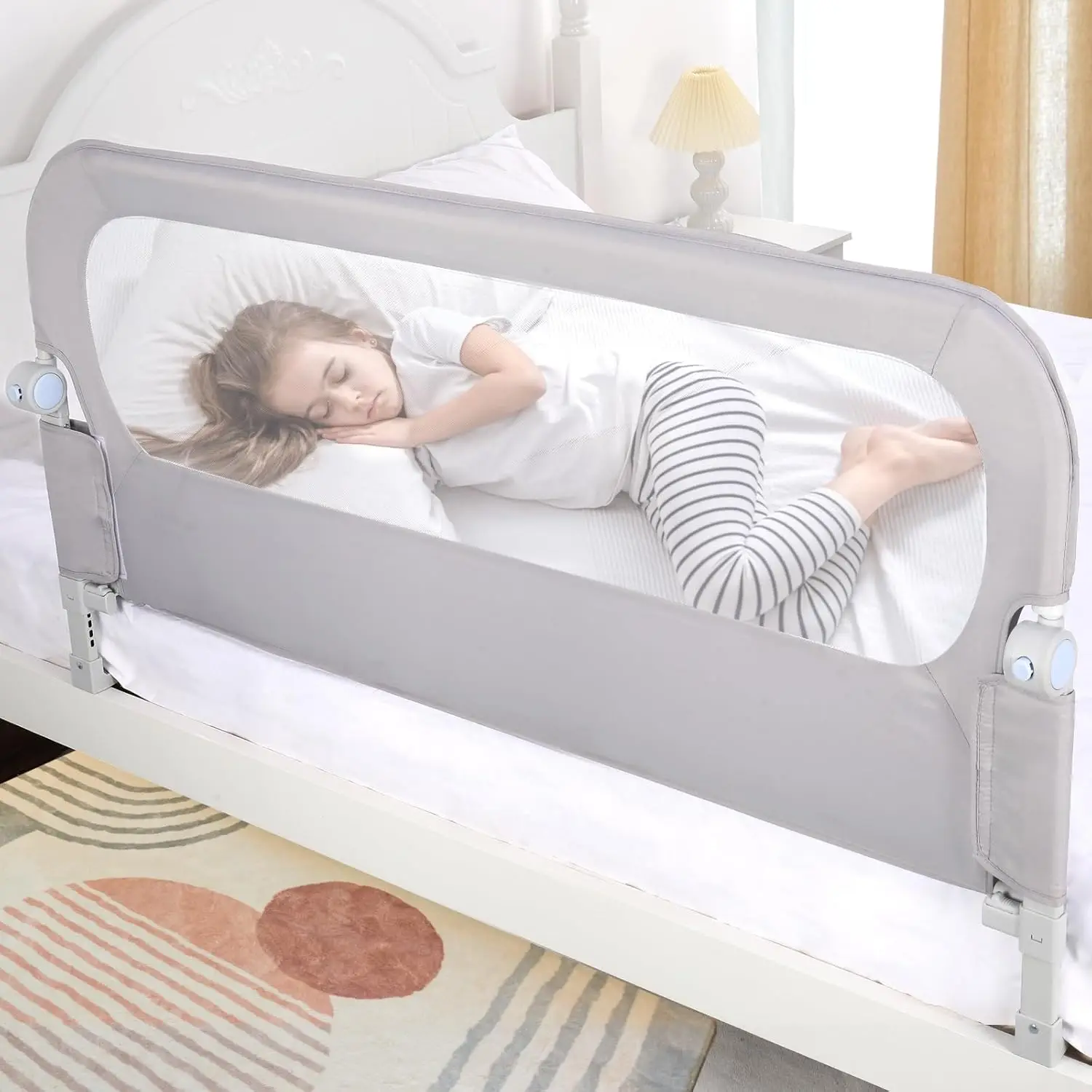 

47" Toddler Bed Rail Guard with Swing Down Feature for Twin Full Queen Bunk Beds