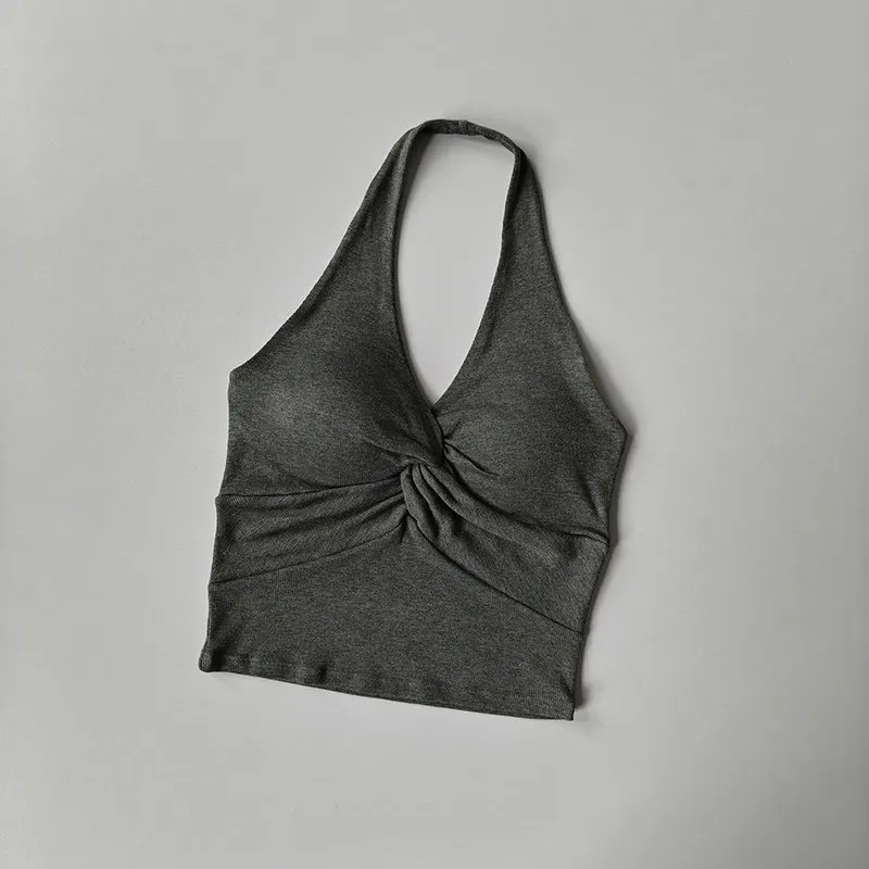 Halter-Neck-Camisole Damen-Oberbekleidung Damen Frühling Schöner Rücken Sport-Fitness-Kleidung mit Brustpolstern Schlankmachende Yoga-Tops – Detail 7