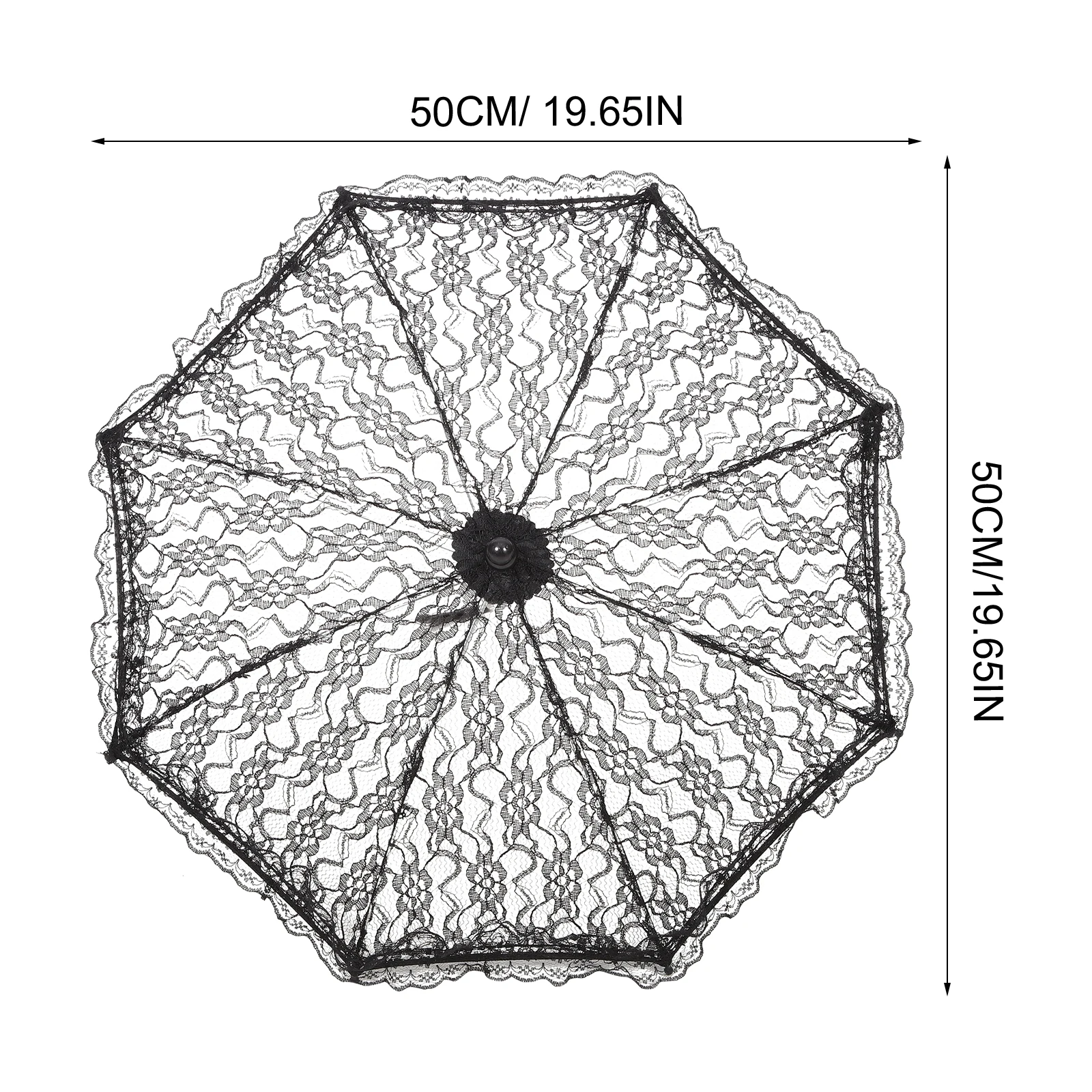 

Lace Umbrella Black 42cm Long 50cm Diameter Wedding Bridal Photo Prop Decorative Parasol for Girls Stage Tea Party