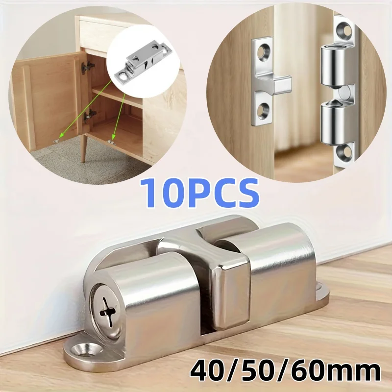 1-10PCS Cabinet door lock buckle furniture door ball latch brass double roller spring ball latch adjustable tension lock buckle