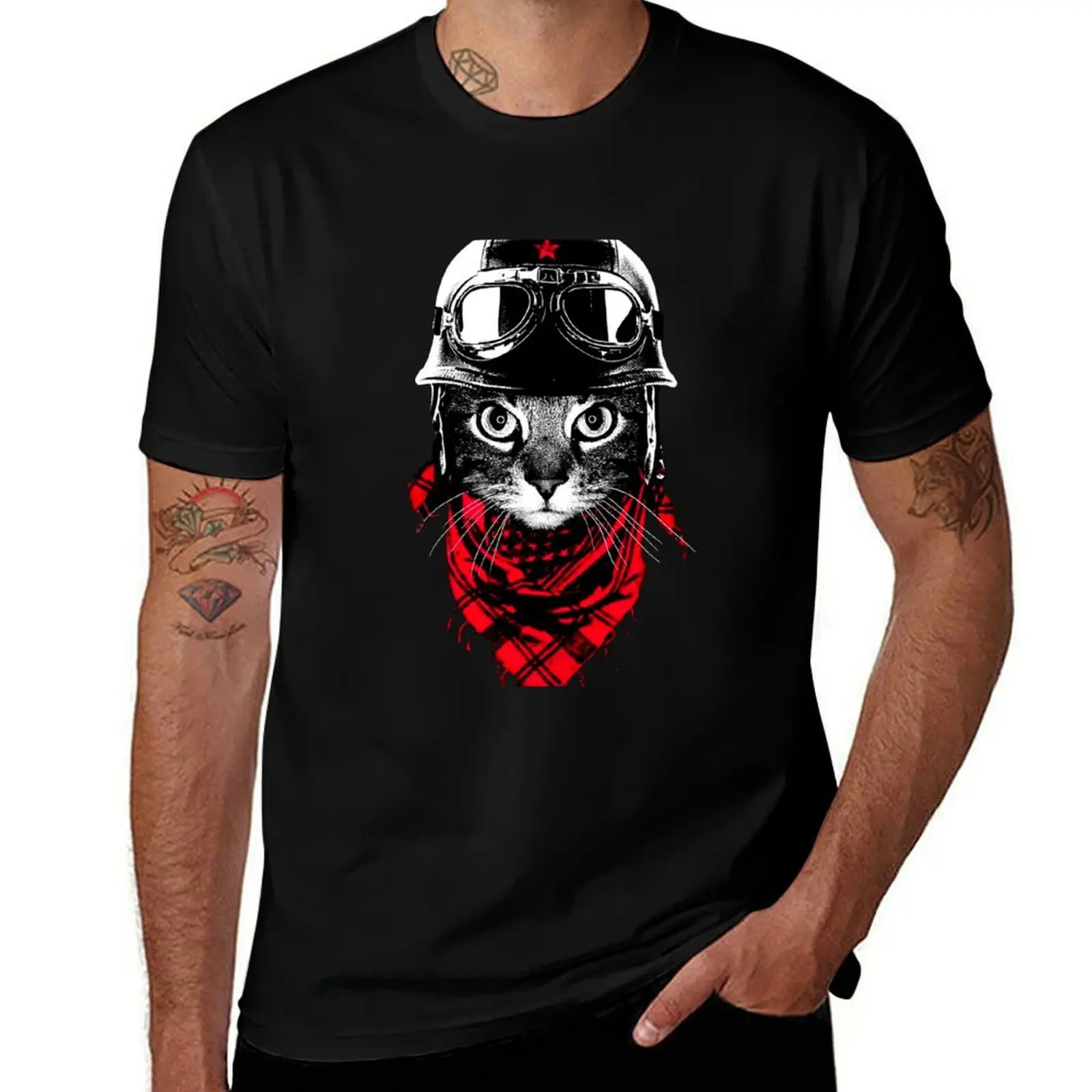 

Biker Cat for cats and Motorcycle lovers cats, helmet Fitted Scoop T-Shirt cotton t shirt man man t shirts cotton T-shirt