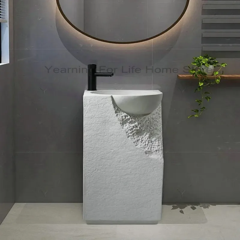

Outdoor courtyard column basin integrated floor-standing artistic washbasin personality hotel bathroom creative washbasin