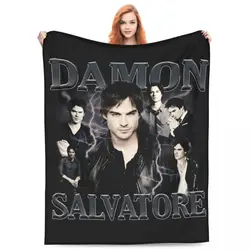 Damon Salvatore Blankets Velvet The Vampire Diaries Ian Somerhalder Tv Series Ultra-Soft Throw Blanket for Bed Outdoor Bedspread