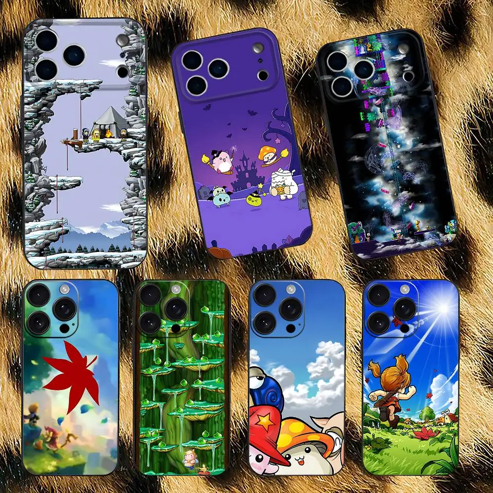 

M-Maplestory Game Phone Case Silicone Soft For IPhone 16,17,15,11,13,12,14,Mini,Pro,Max,Plus,Air,E Black