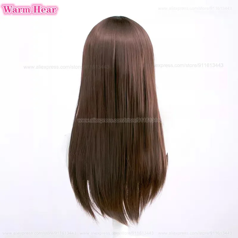 qq3460cm ريكا أوريموتو الاصطناعية بني داكن طويل مستقيم تأثيري أنيمي شعر مستعار مقاومة للحرارة الشعر حفلة الهالوين واي فاي