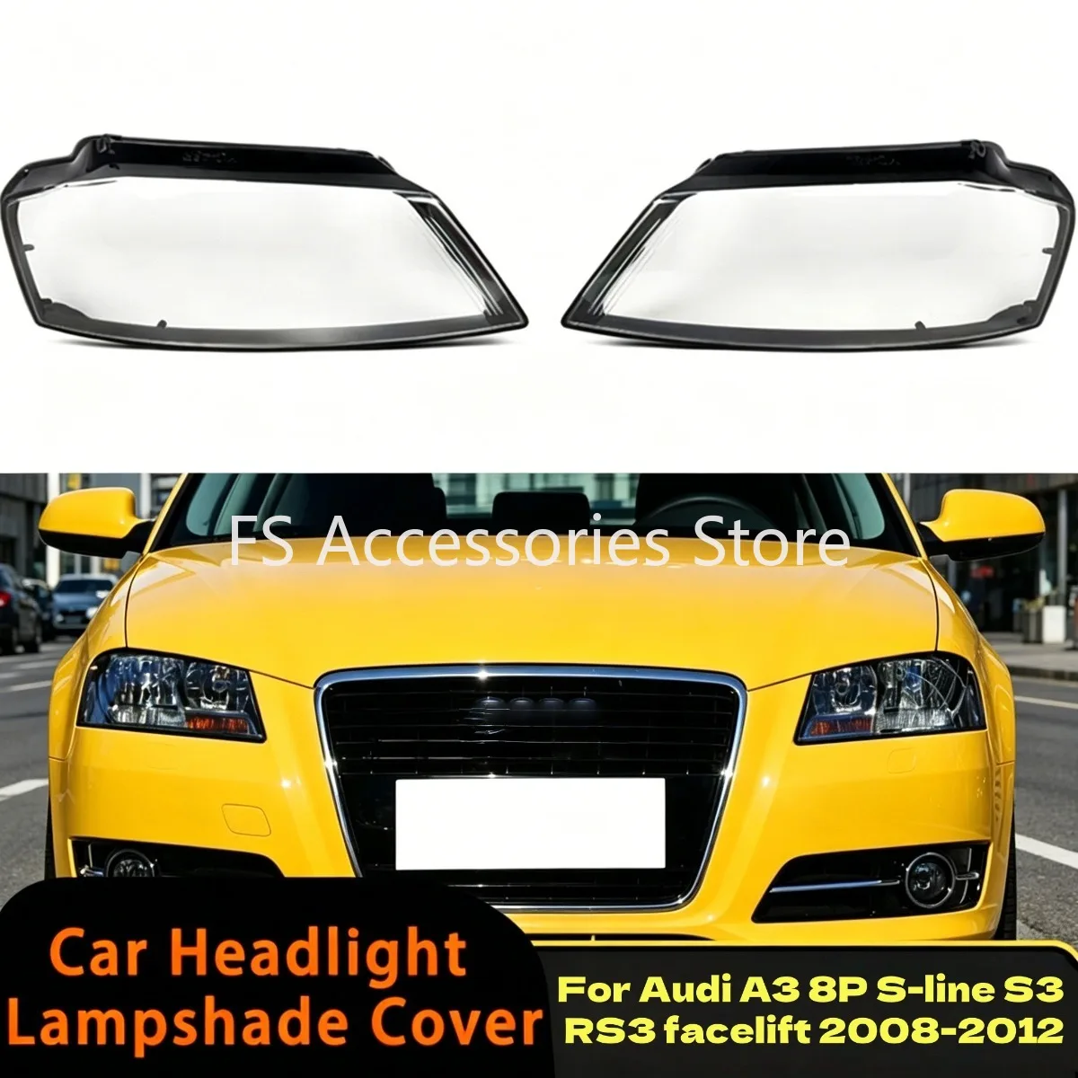 For Audi A3 8P S-line S3 RS3 Facelift 2008-2012 Car Head Light Case Headlight Lens Shell Cover 8P0941003 8P0941004 8P0941029