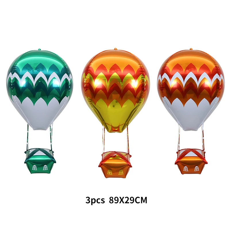 1Pcs 4D Colorful Aluminum Film Hot Air Balloon Baby Shower Decor Helium Balloon Wedding Decoration Kids Birthday Party Supplies