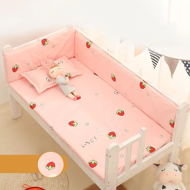 Thicken Cotton One-piece Baby Bed Bumper Four Seasons Universal Children Breathable Bed Bumpers Boys Girls Cartoon Bed Bumper