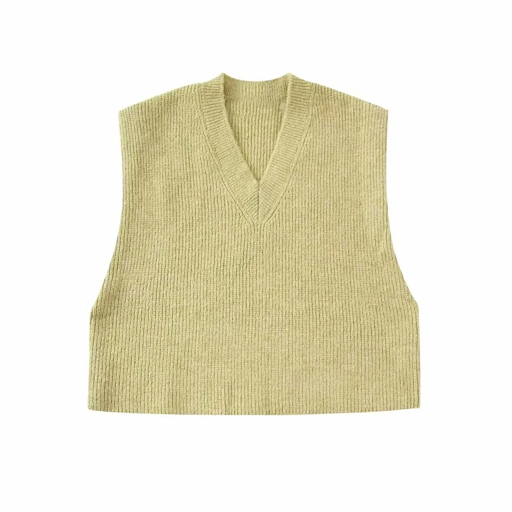 

Taop&Za Autumn New Product Women's Fashion Casual V-neck Loose and Versatile Solid Color Knitted Tank Top Vest