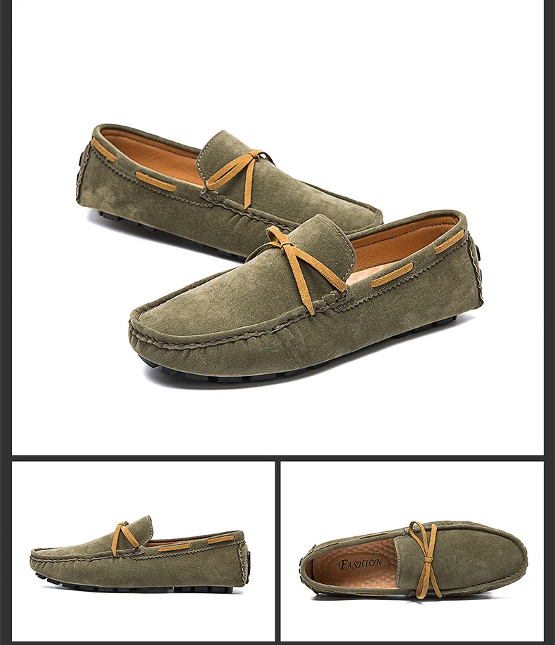 Handgefertigte Loafer in Übergröße für Paare, trendige, lässige Slipper im britischen Stil, Fahrschuhe, extra breit, Schuhe aus Wildleder. – Detail 26