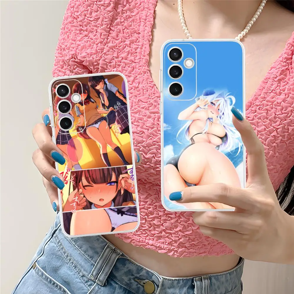 أنيمي Waifu هنتاي قضية الهاتف المحمول لسامسونج غالاكسي S25 S24 S23 S22 S21Plus FE الترا واضح اللون واقية الهاتف الذكي