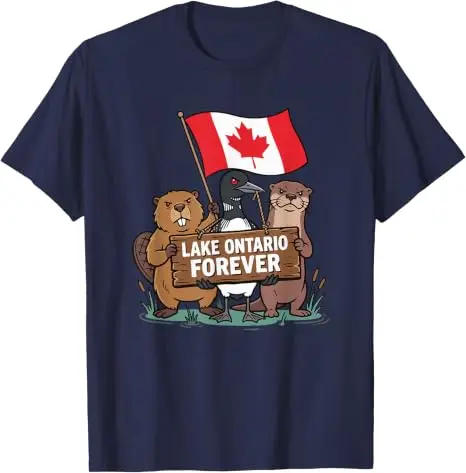 Lake Ontario Forever Otter Animals Flag Lustiges Anti-Lake-America T-Shirt Y2k Pro Lake Ontario Beaver Grafik-T-Shirt für Männer Jungen – Detail 15