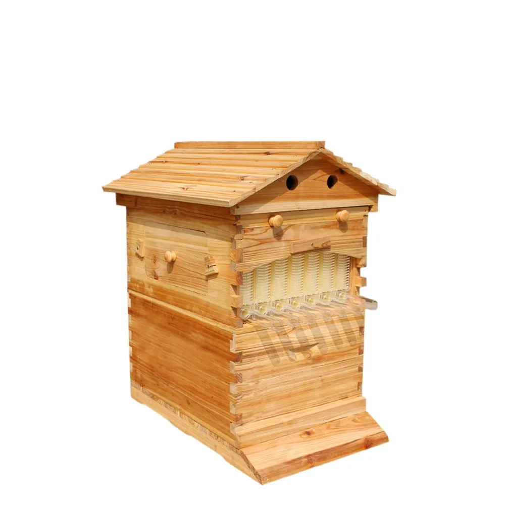 Self-flow Fir Beehive Boiled Wax Coated, Automatic Honey Flow Device Complete New Beekeeping Tools Set