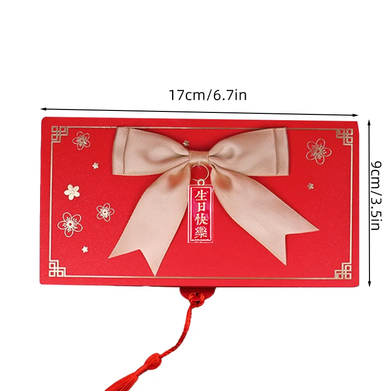 جديد 6/10 فتحات Bowknot حزم حمراء قابلة للطي 2025 CNY حقيبة هدايا نقدية عيد الحب عيد ميلاد الزفاف مهرجان الربيع المغلف الأحمر