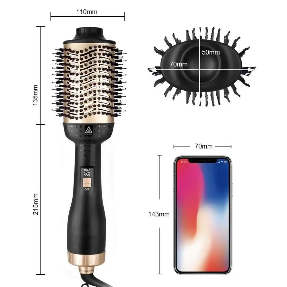 Hot Air Brush Straightener Comb Negative Ion Generator Straightening And Curling Blow Dryer Anti-frizz Multifunctional Brush