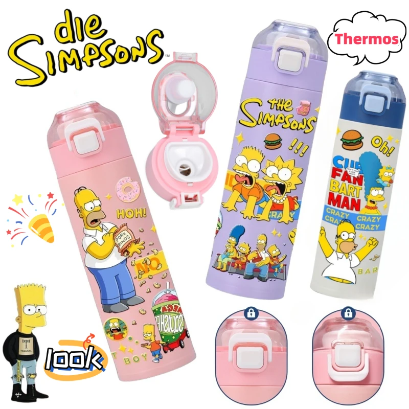 

New The Simpsons Marge Simpson Cartoon Lovely Thermos for Boys and Girls High-Quality Convenient Large-Capacity Water Bottle